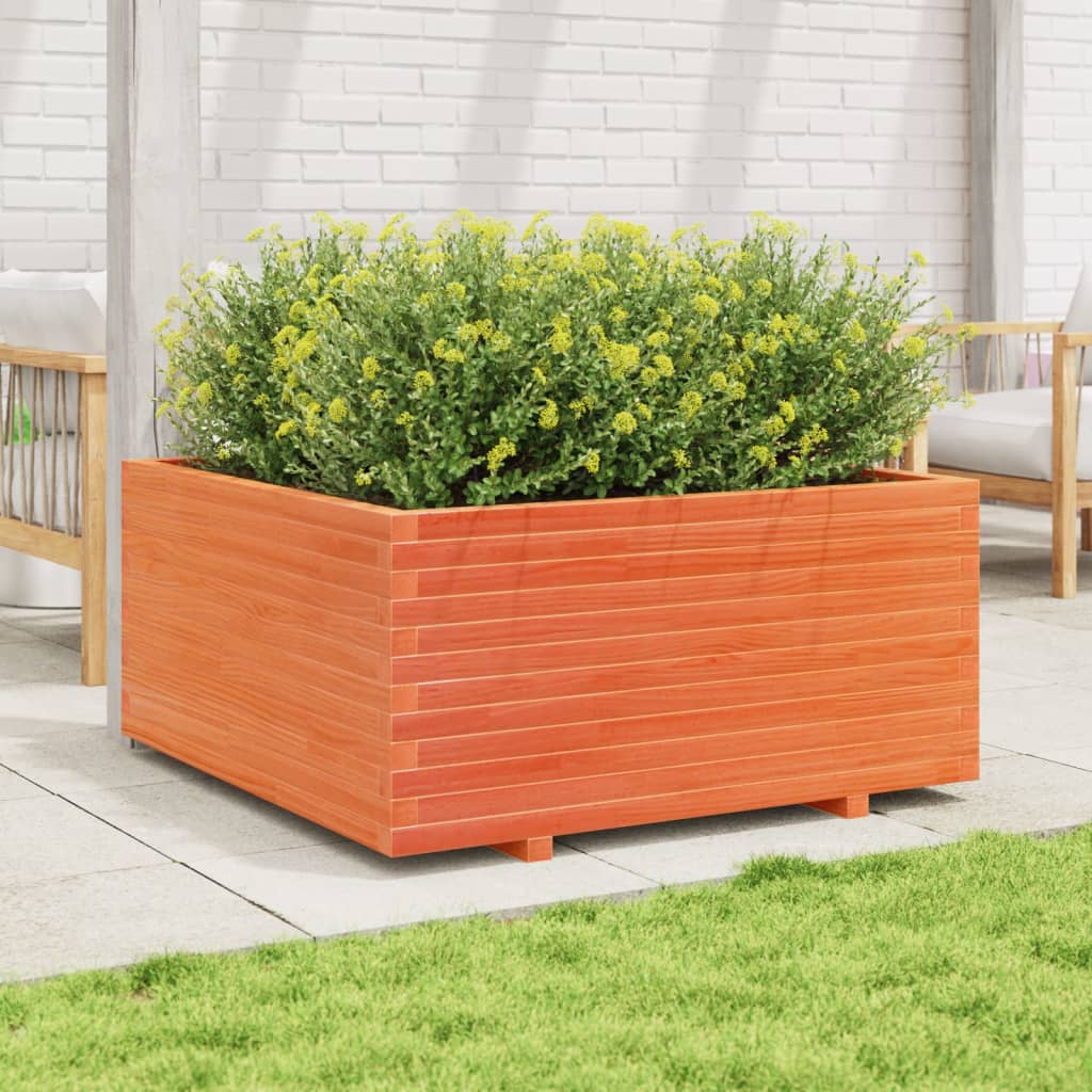 Garden Planter Wax Brown 100x100x49.5 cm Solid Wood Pine