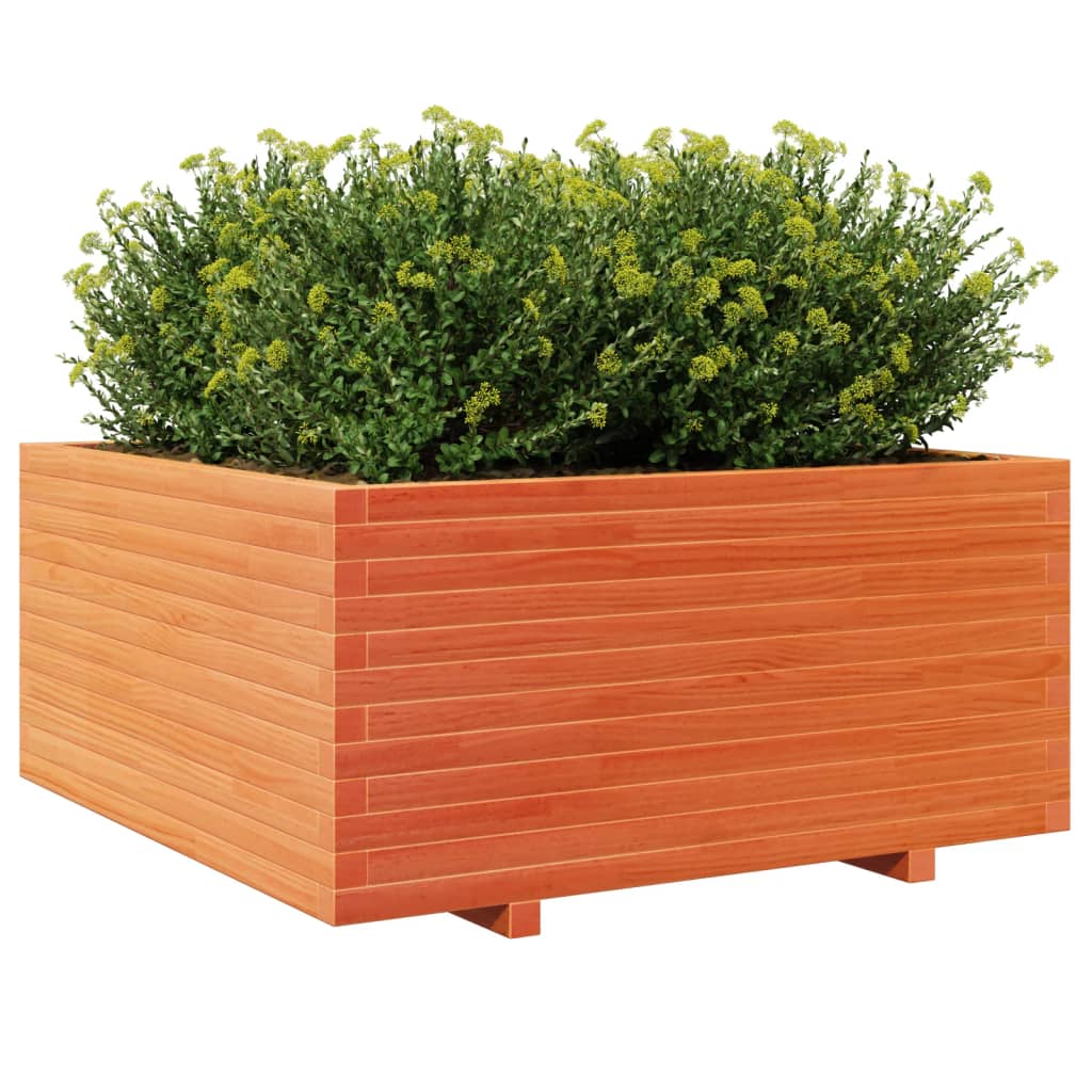 Garden Planter Wax Brown 100x100x49.5 cm Solid Wood Pine