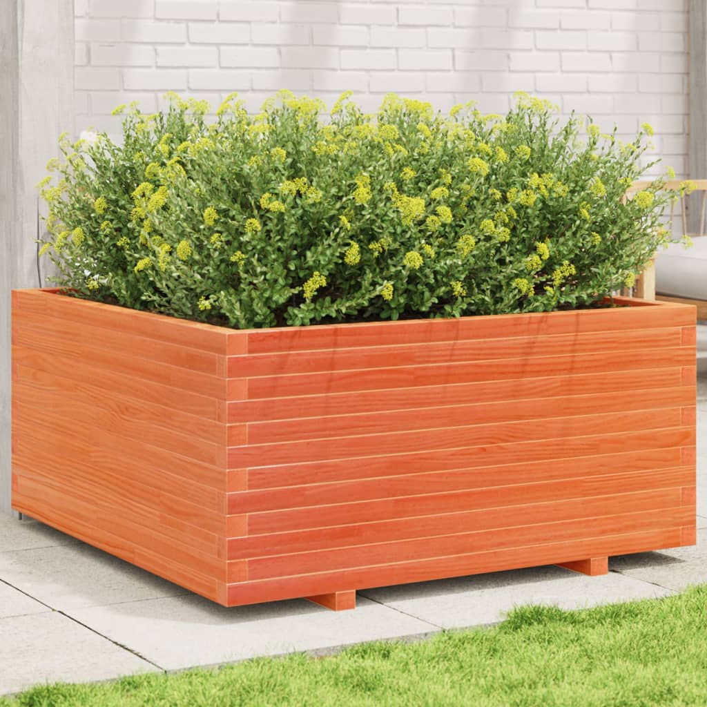 Garden Planter Wax Brown 100x100x49.5 cm Solid Wood Pine