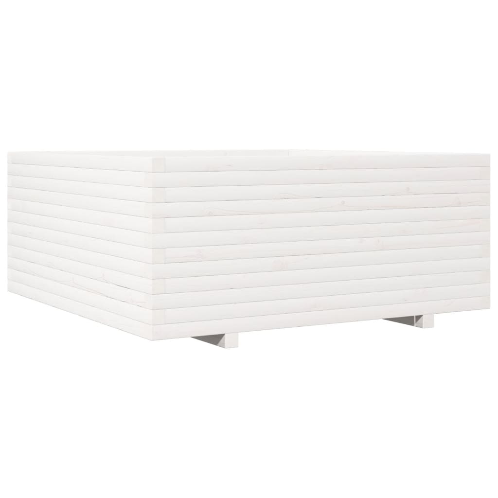 Garden Planter White 110x110x49.5 cm Solid Wood Pine