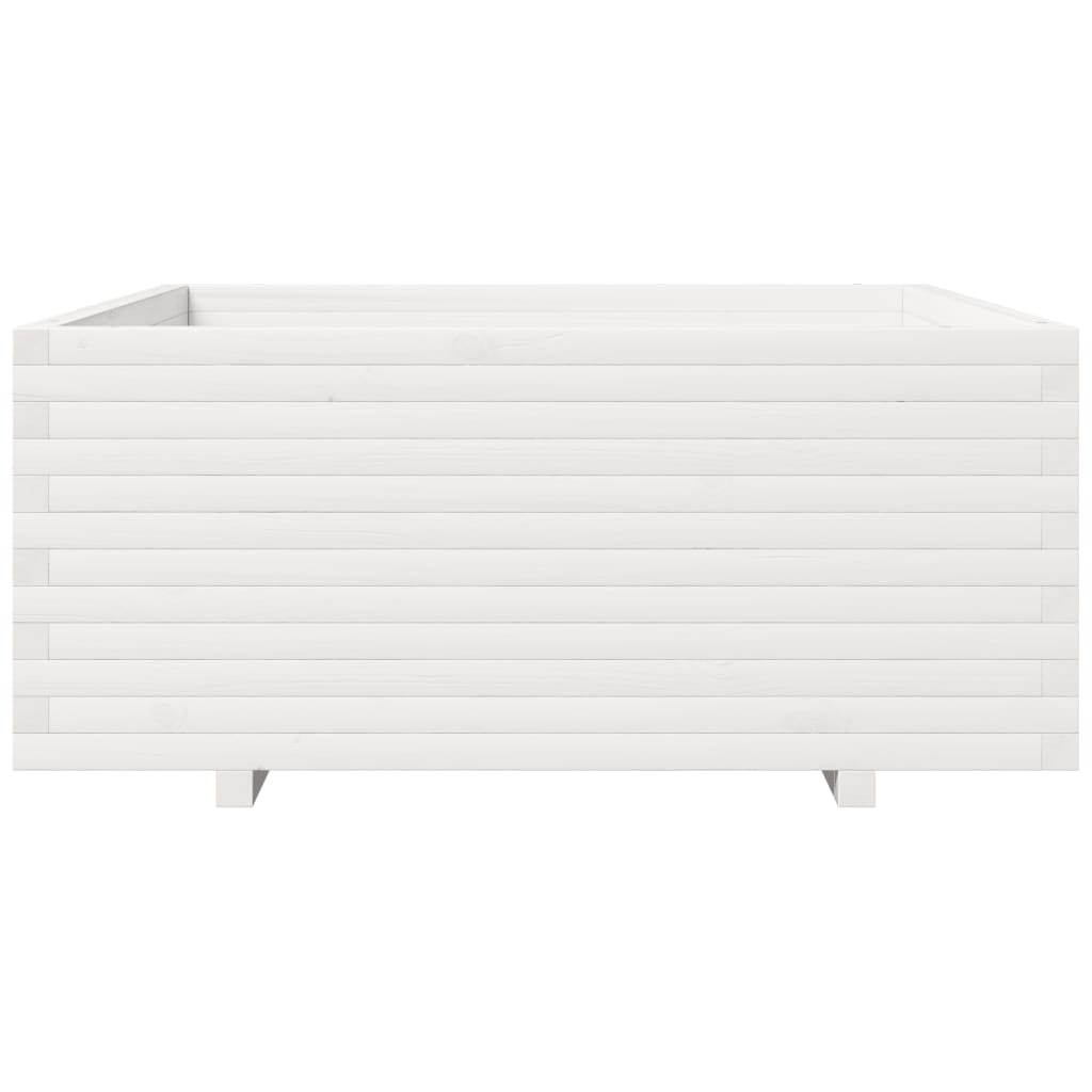 Garden Planter White 110x110x49.5 cm Solid Wood Pine
