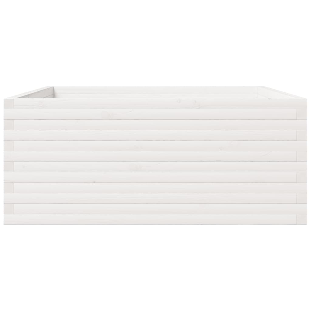 Garden Planter White 110x110x49.5 cm Solid Wood Pine