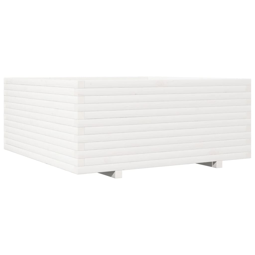 Garden Planter White 110x110x49.5 cm Solid Wood Pine