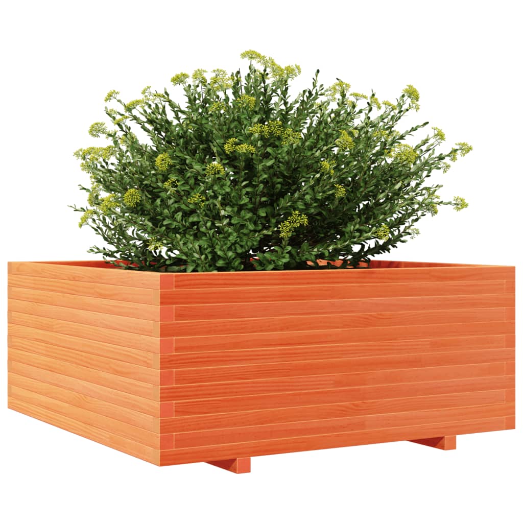 Garden Planter Wax Brown 110x110x49.5 cm Solid Wood Pine