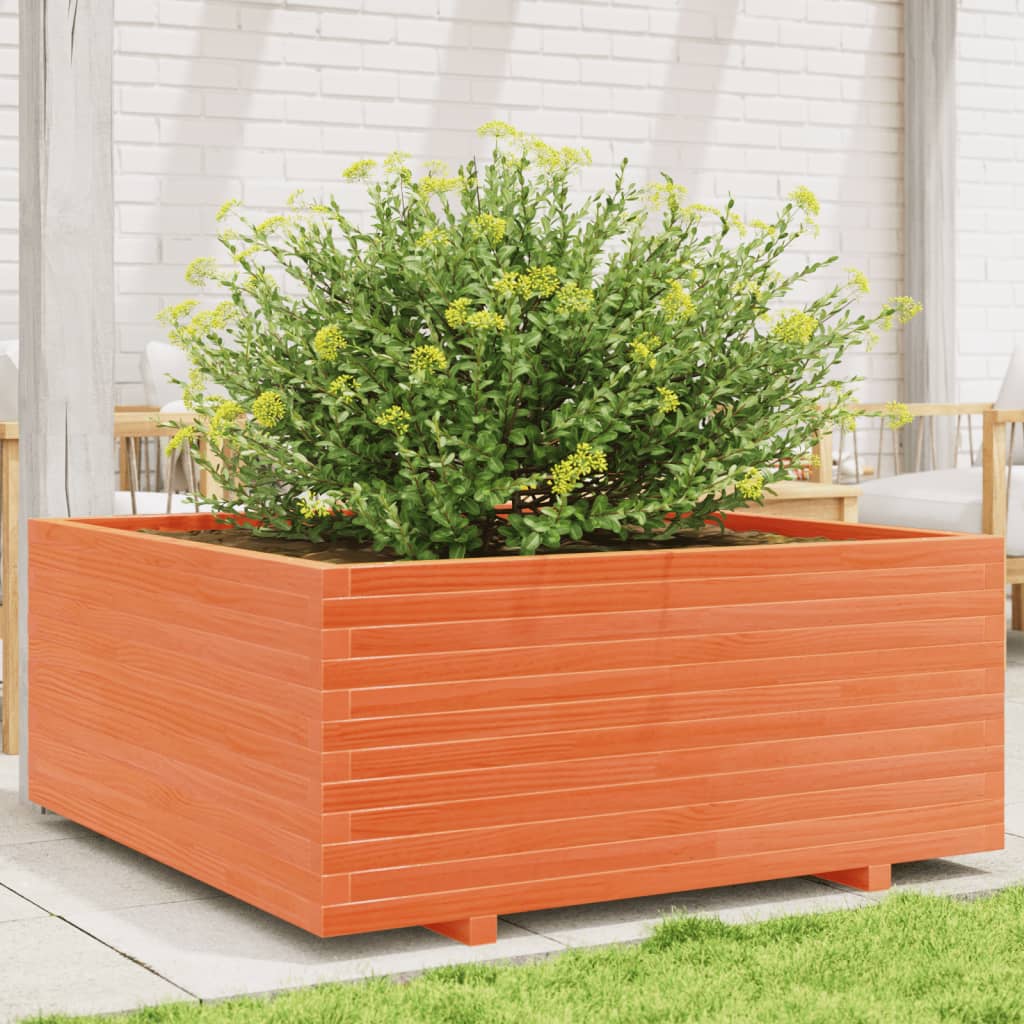 Garden Planter Wax Brown 110x110x49.5 cm Solid Wood Pine