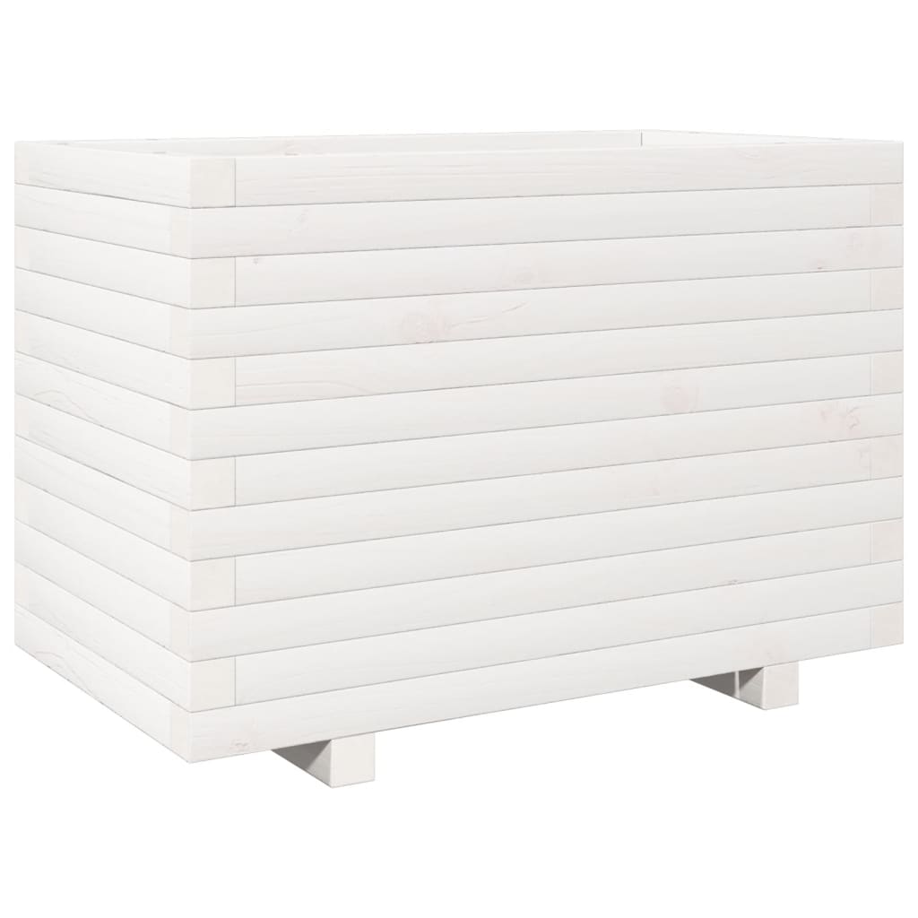 Garden Planter White 70x40x49.5 cm Solid Wood Pine