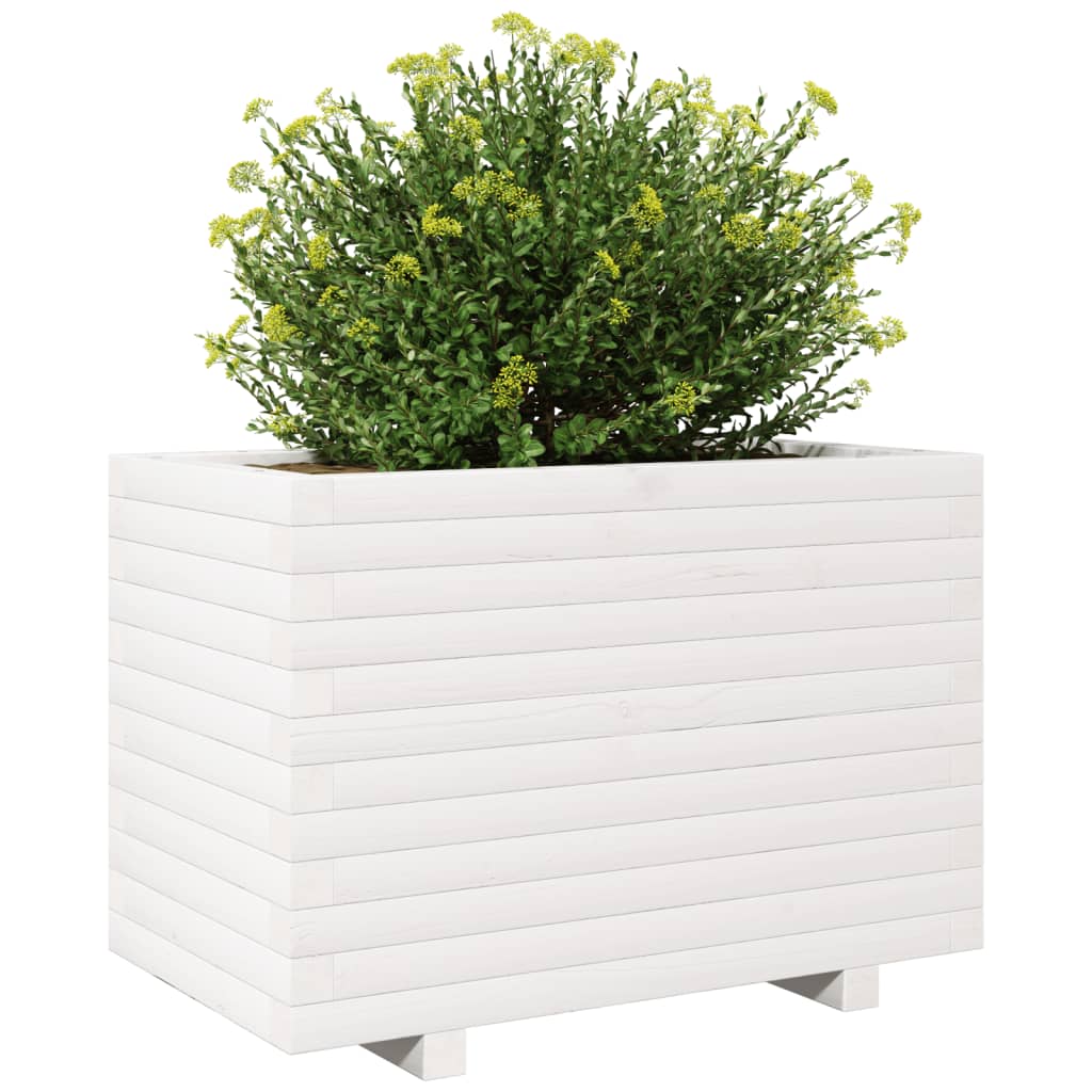 Garden Planter White 70x40x49.5 cm Solid Wood Pine