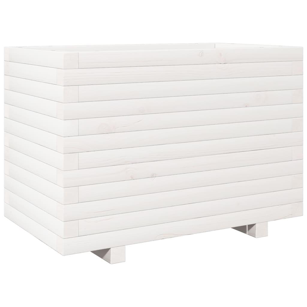 Garden Planter White 70x40x49.5 cm Solid Wood Pine