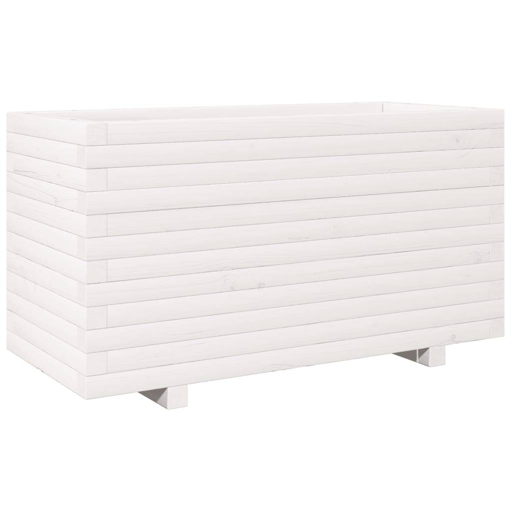 Garden Planter White 90x40x49.5 cm Solid Wood Pine
