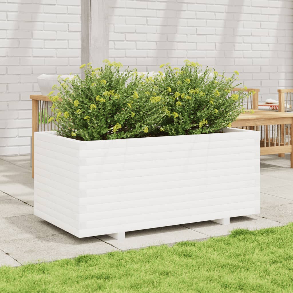Garden Planter White 110x60x49.5 cm Solid Wood Pine