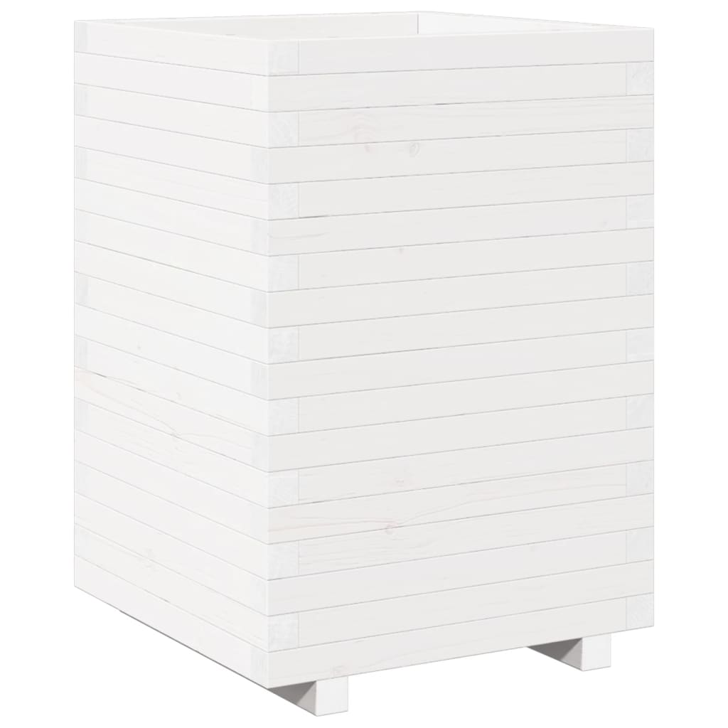 Garden Planter White 50x50x72.5 cm Solid Wood Pine