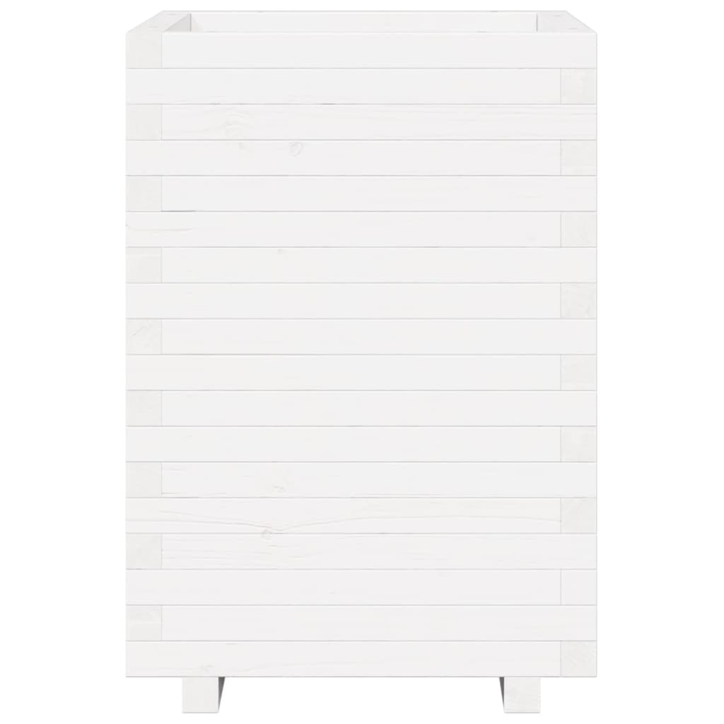 Garden Planter White 50x50x72.5 cm Solid Wood Pine