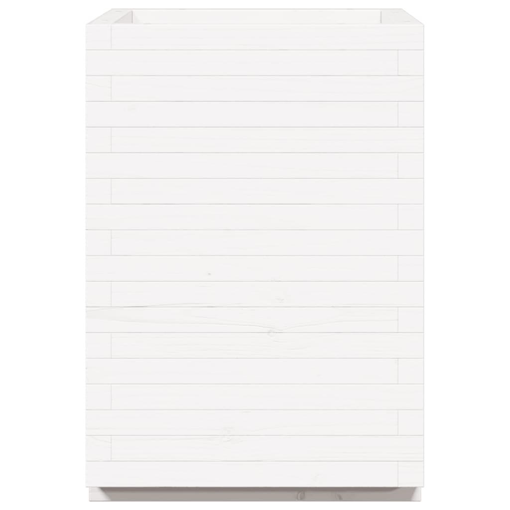 Garden Planter White 50x50x72.5 cm Solid Wood Pine