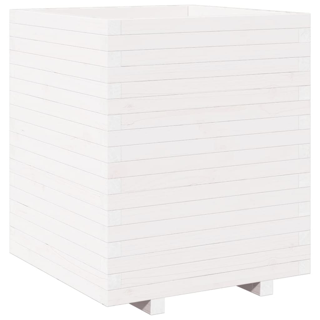 Garden Planter White 60x60x72.5 cm Solid Wood Pine