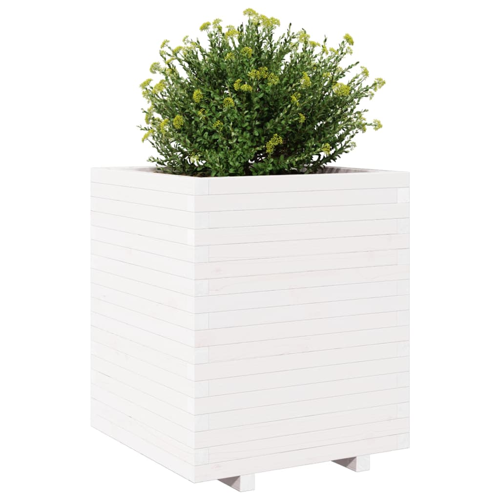Garden Planter White 60x60x72.5 cm Solid Wood Pine