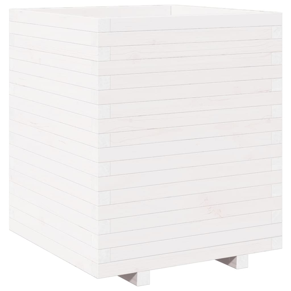 Garden Planter White 60x60x72.5 cm Solid Wood Pine