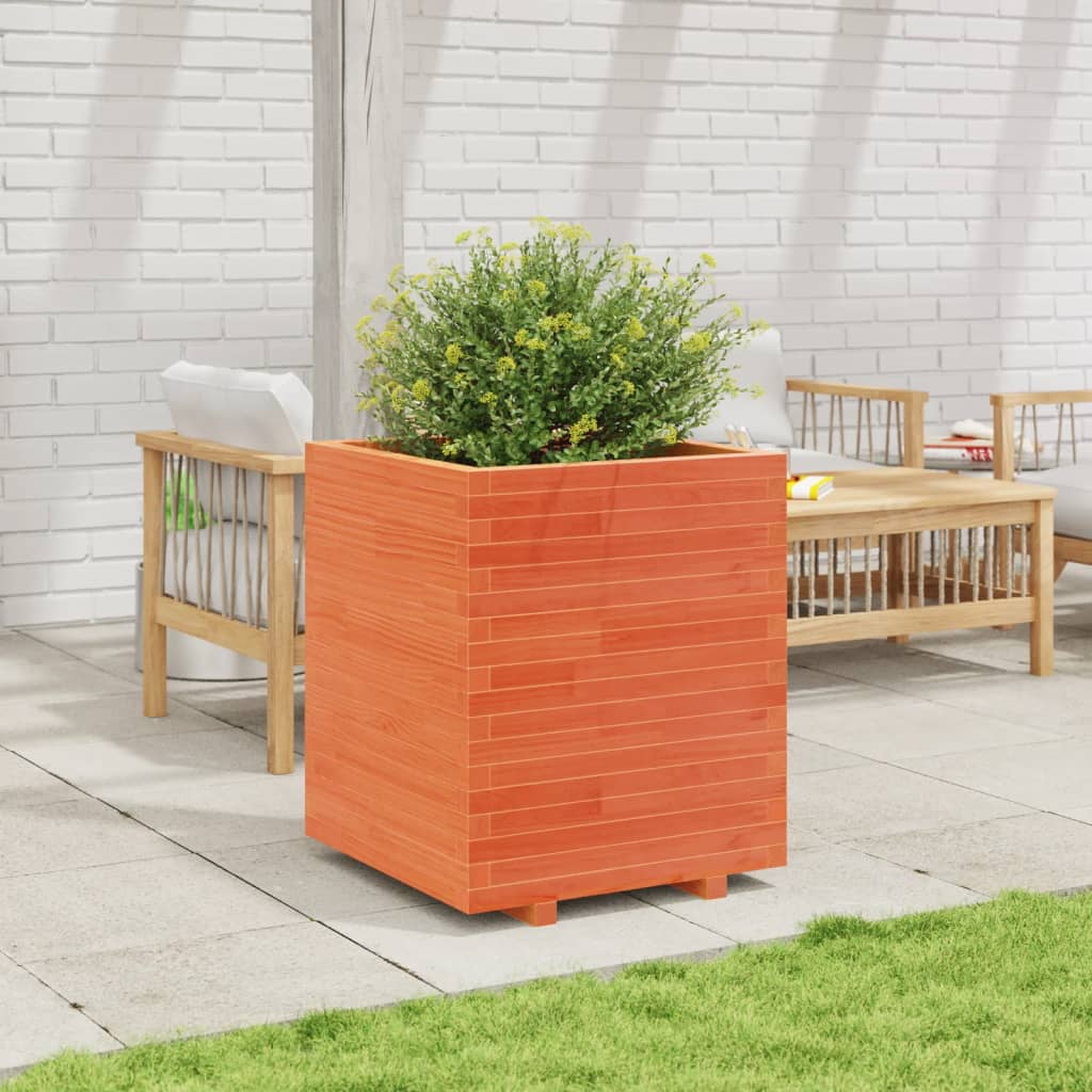 Garden Planter Wax Brown 60x60x72.5 cm Solid Wood Pine