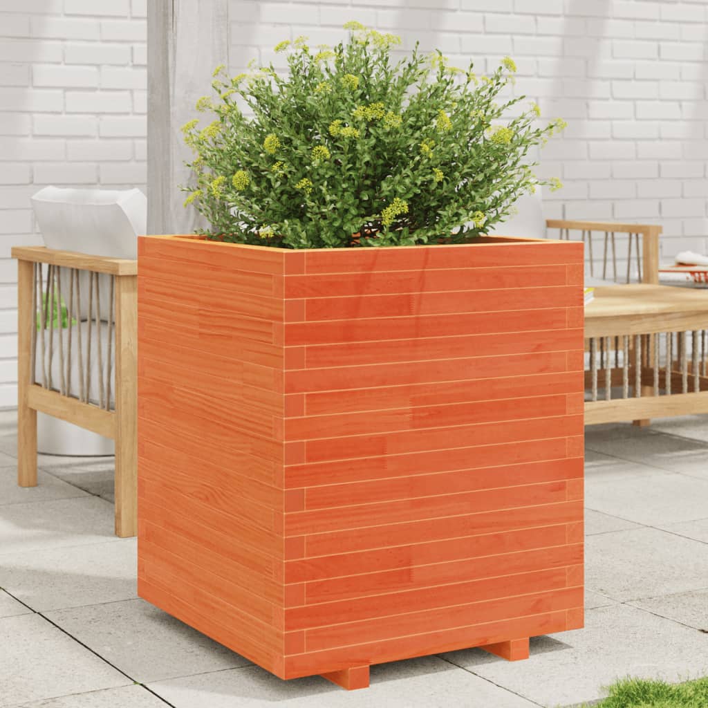 Garden Planter Wax Brown 60x60x72.5 cm Solid Wood Pine
