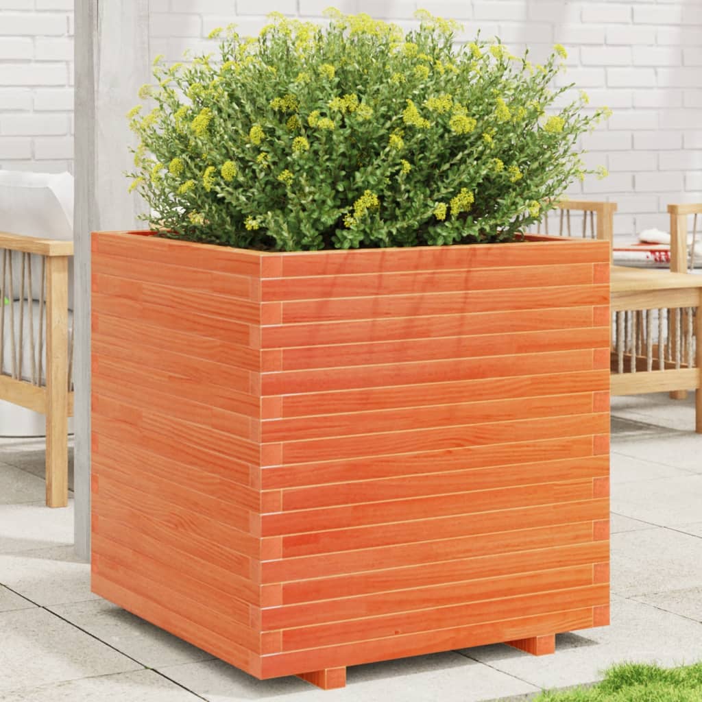 Garden Planter Wax Brown 70x70x72.5 cm Solid Wood Pine