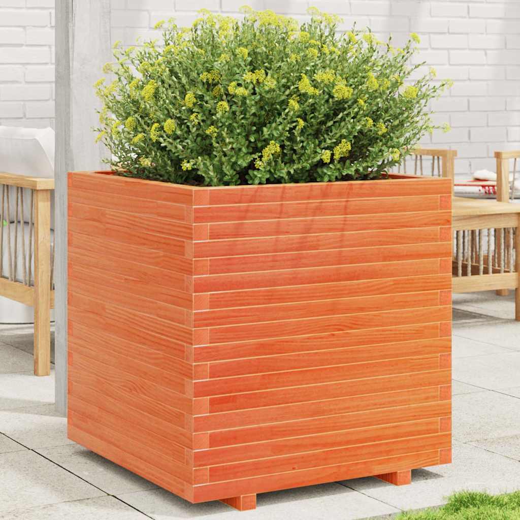 Garden Planter Wax Brown 70x70x72.5 cm Solid Wood Pine