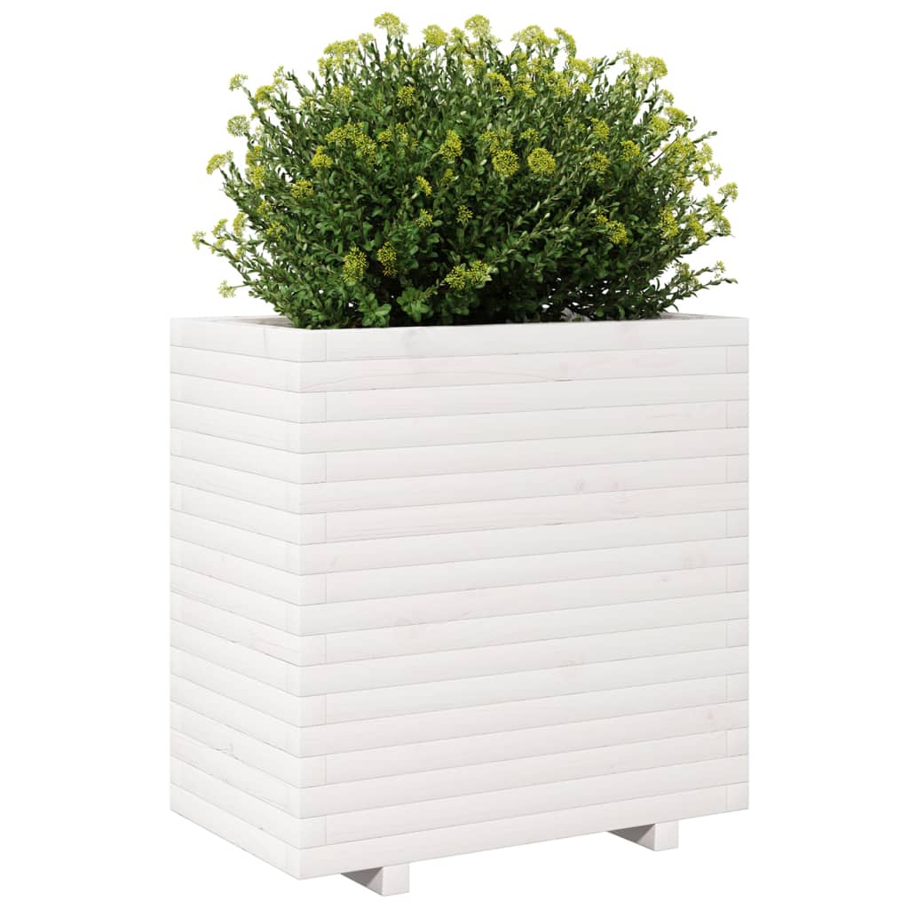 Garden Planter White 70x40x72.5 cm Solid Wood Pine