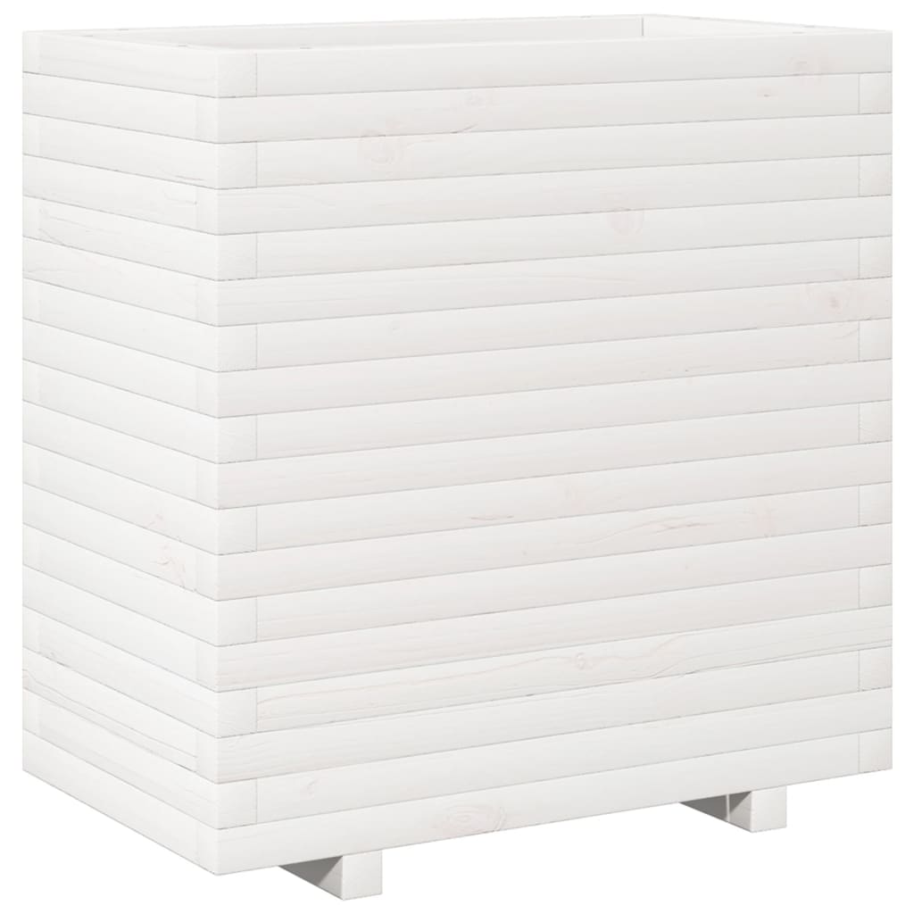 Garden Planter White 70x40x72.5 cm Solid Wood Pine