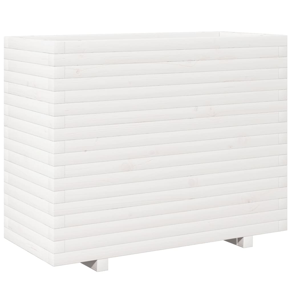 Garden Planter White 90x40x72.5 cm Solid Wood Pine