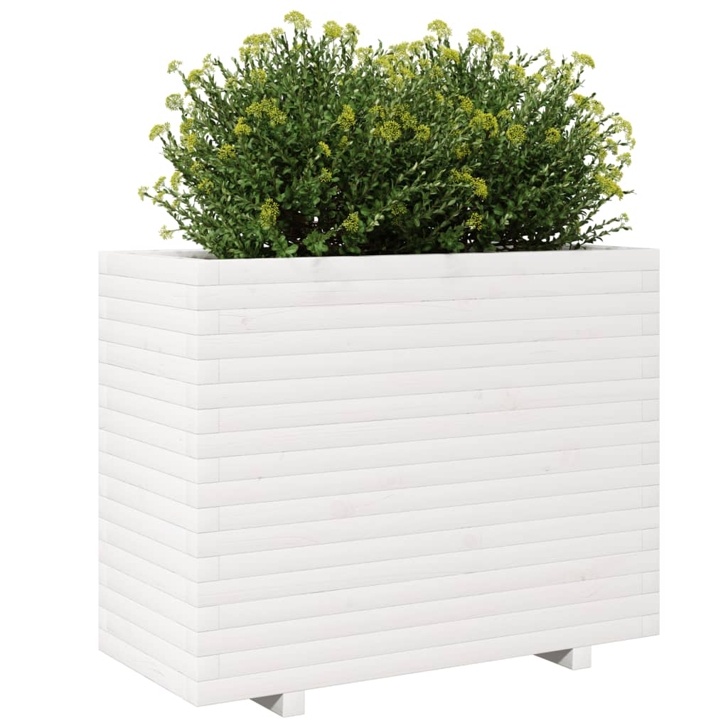 Garden Planter White 90x40x72.5 cm Solid Wood Pine