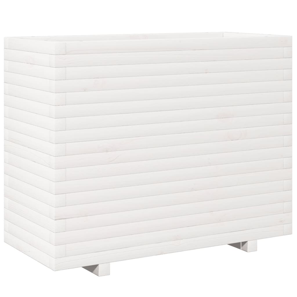 Garden Planter White 90x40x72.5 cm Solid Wood Pine