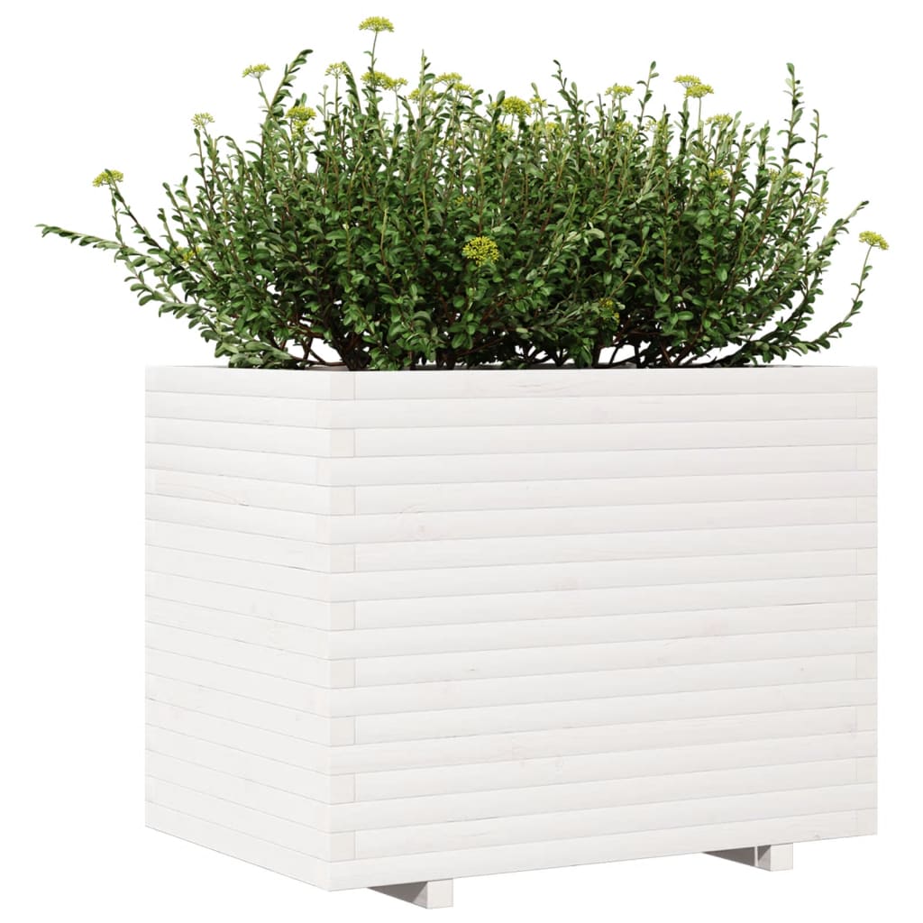 Garden Planter White 90x60x72.5 cm Solid Wood Pine