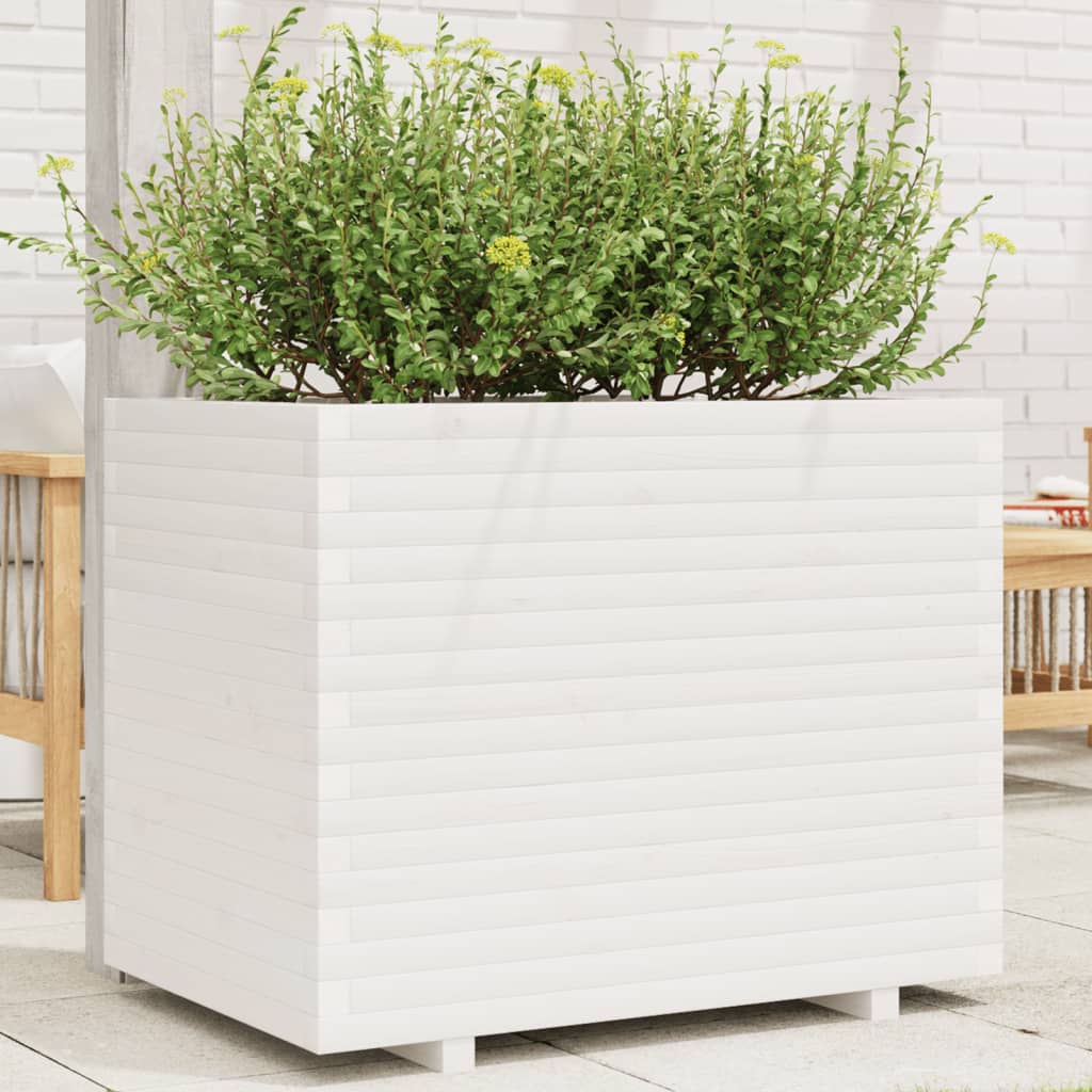 Garden Planter White 90x60x72.5 cm Solid Wood Pine