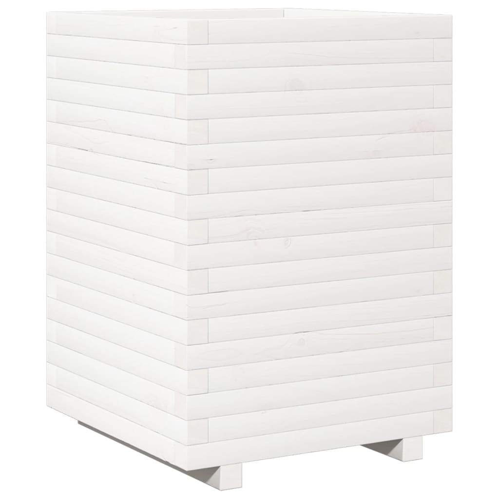 Garden Planter White 50x50x72 cm Solid Wood Pine