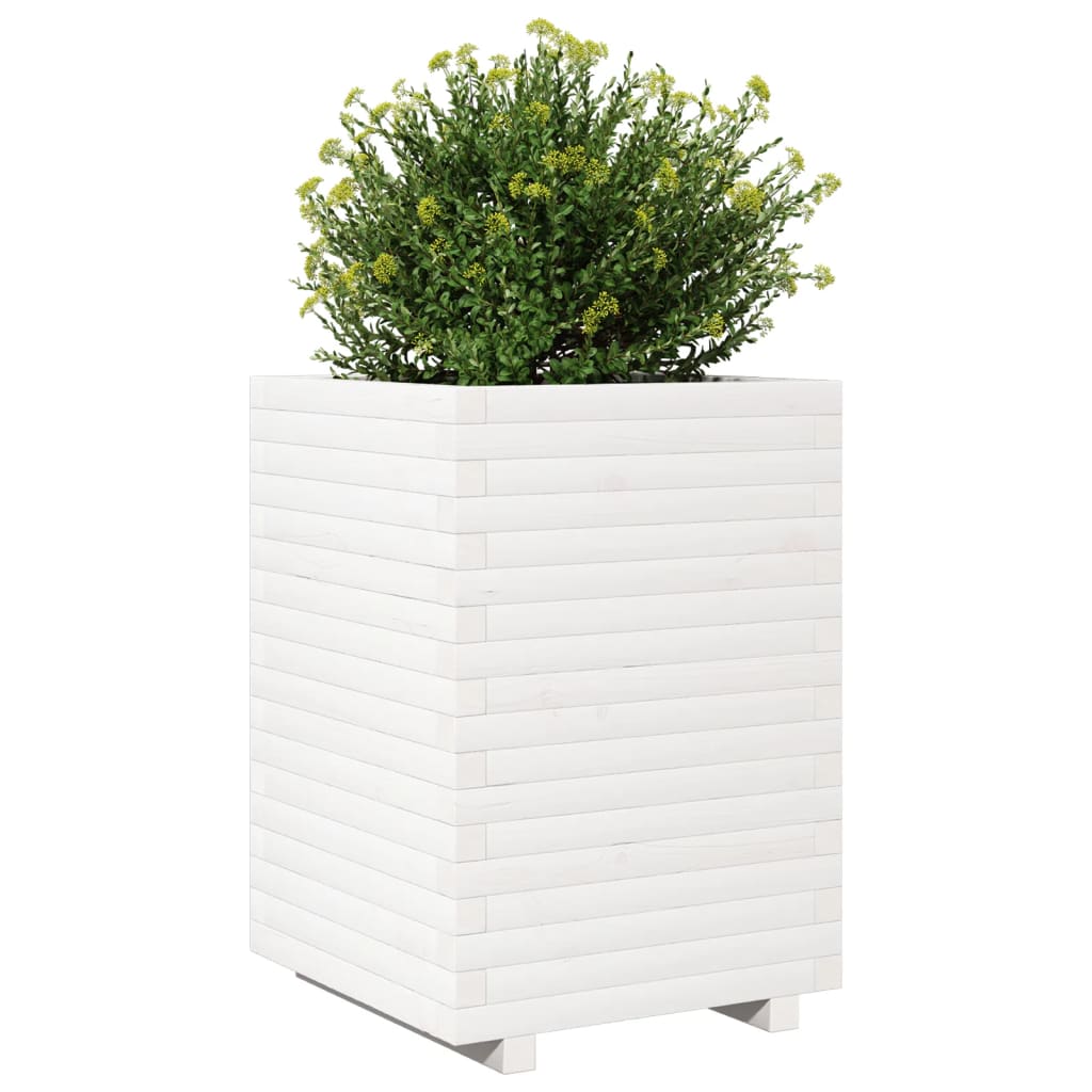 Garden Planter White 50x50x72 cm Solid Wood Pine