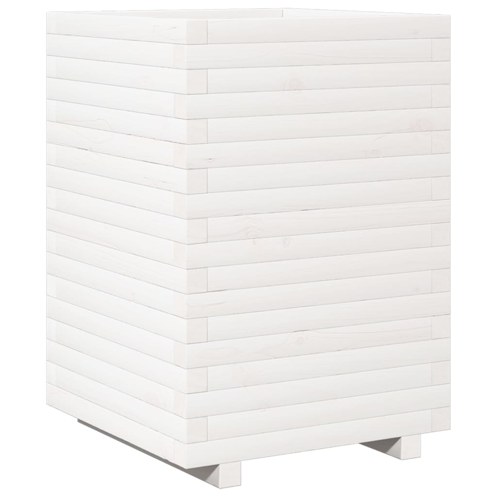 Garden Planter White 50x50x72 cm Solid Wood Pine