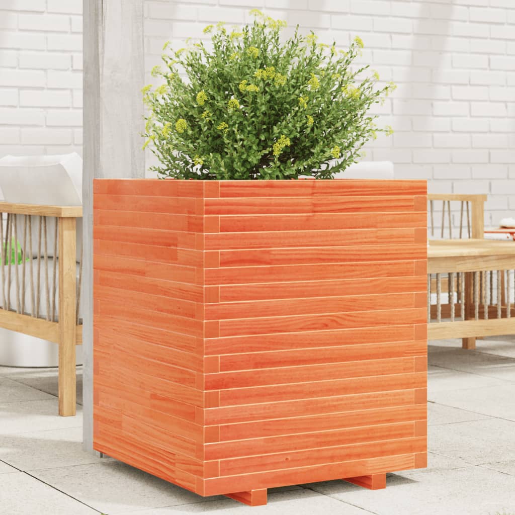 Garden Planter Wax Brown 60x60x72 cm Solid Wood Pine