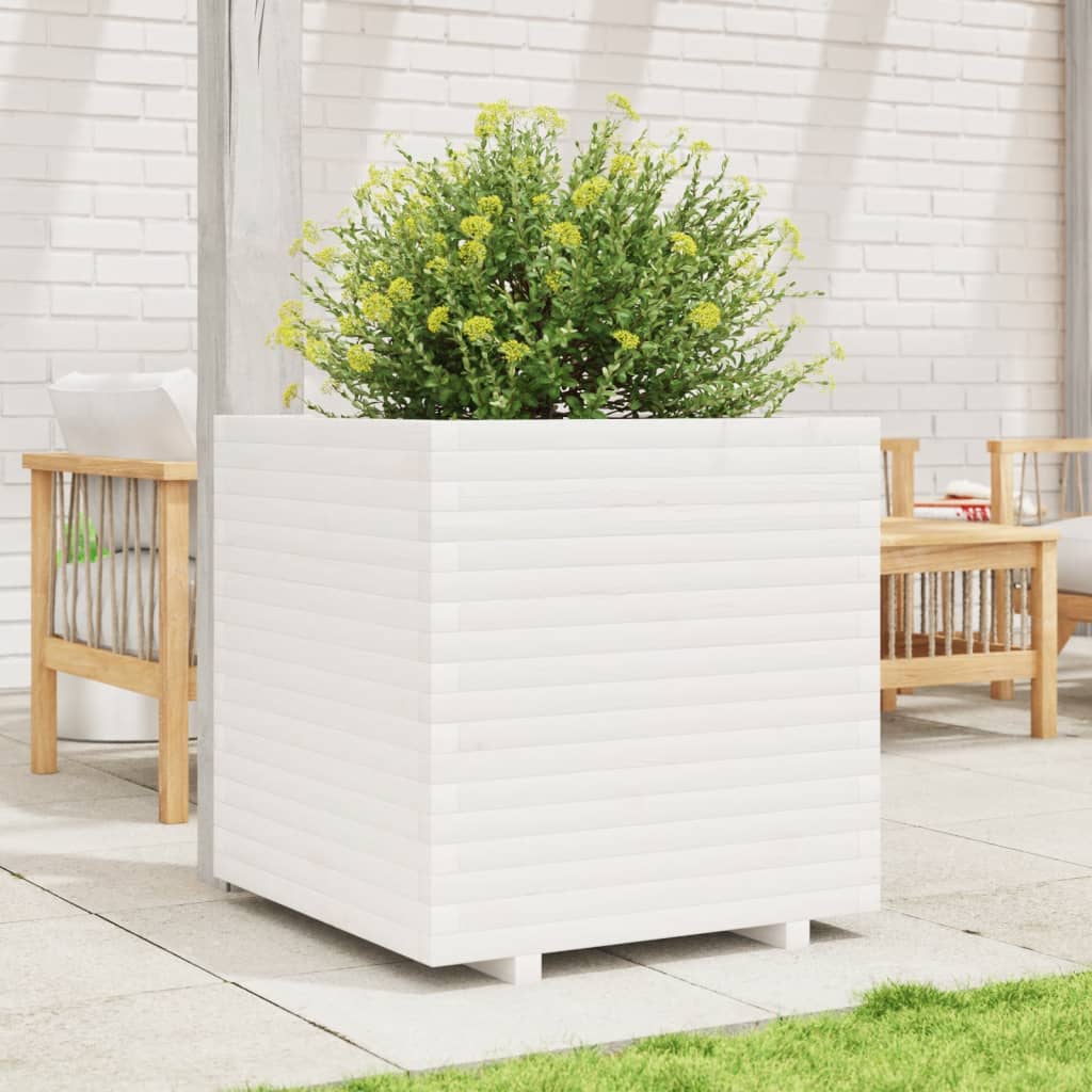 Garden Planter White 70x70x72 cm Solid Wood Pine