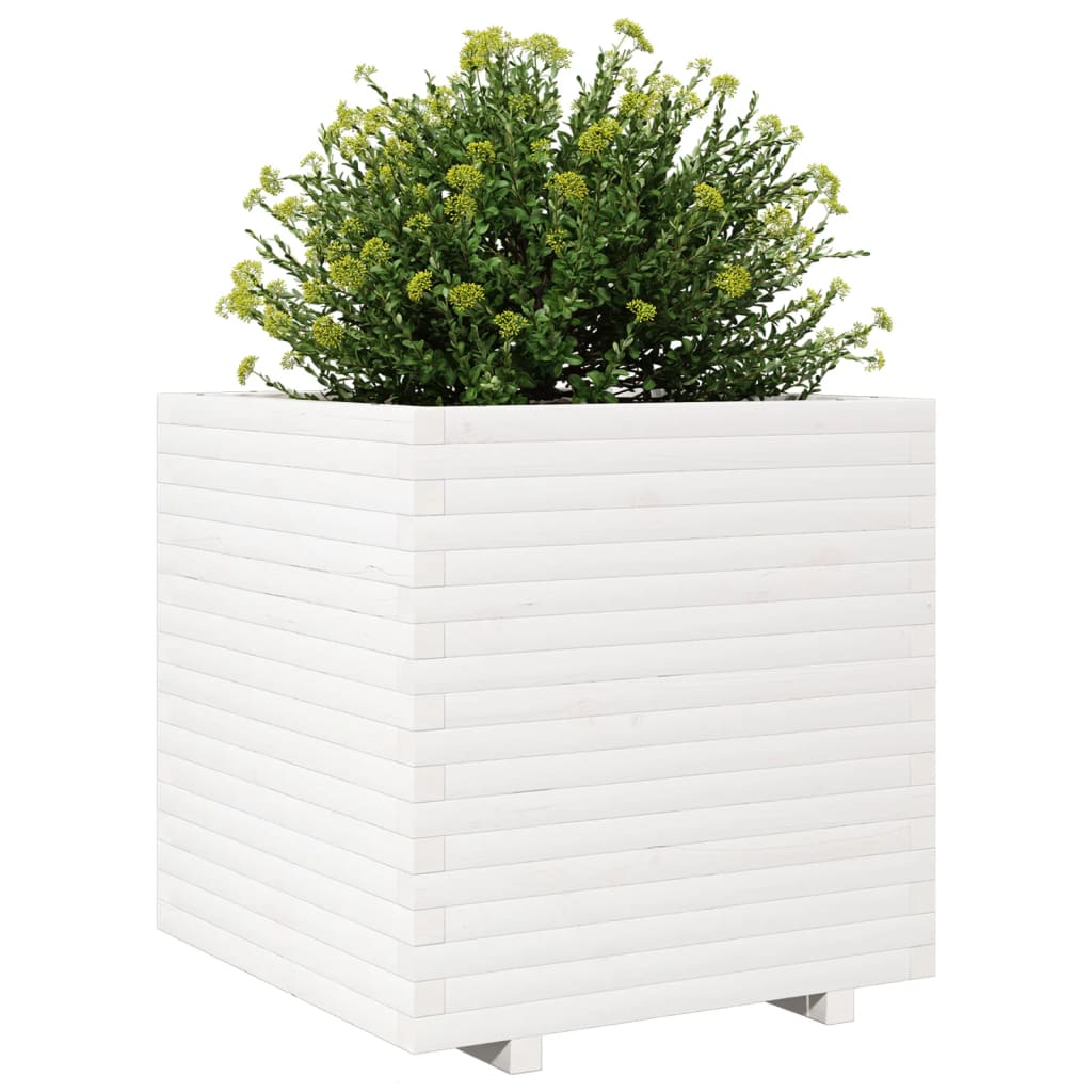 Garden Planter White 70x70x72 cm Solid Wood Pine