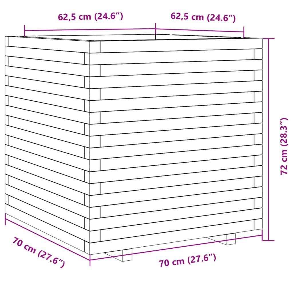 Garden Planter 70x70x72 cm Impregnated Wood Pine