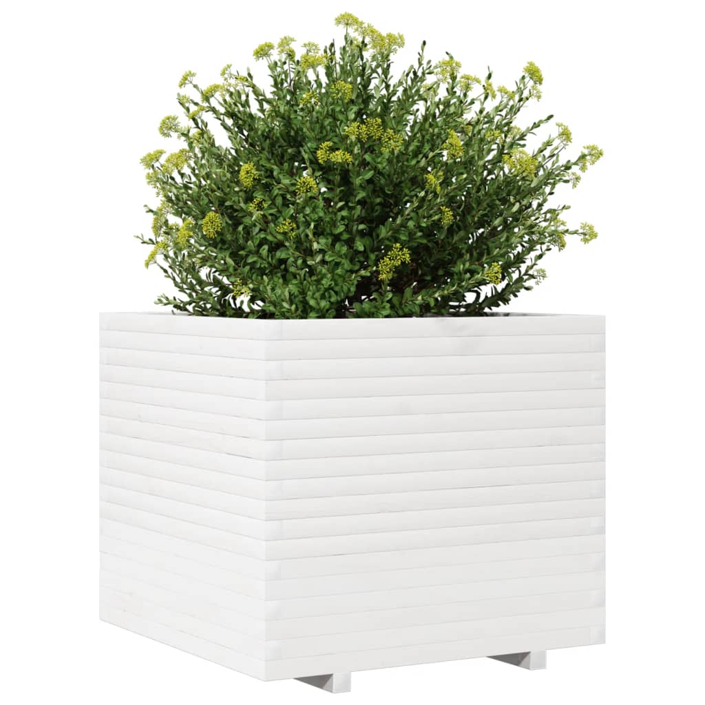 Garden Planter White 80x80x72 cm Solid Wood Pine