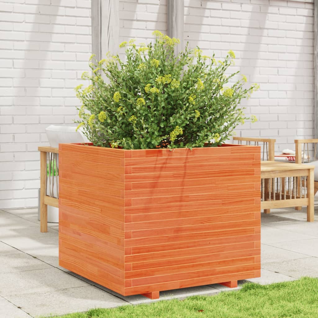 Garden Planter Wax Brown 80x80x72 cm Solid Wood Pine