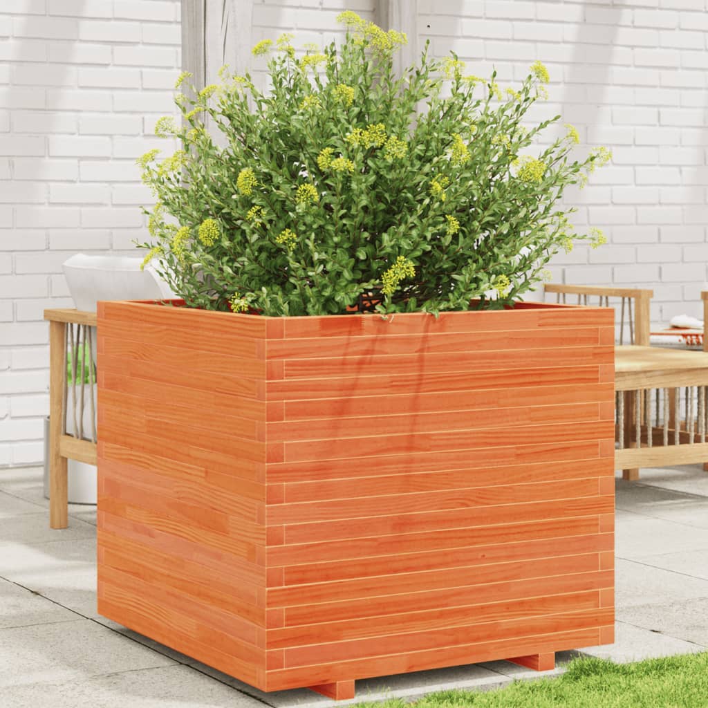Garden Planter Wax Brown 80x80x72 cm Solid Wood Pine