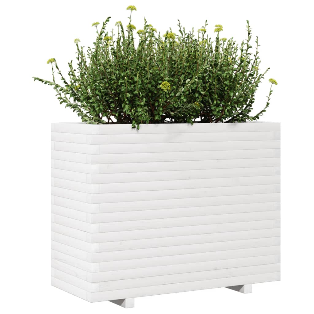 Garden Planter White 90x40x72 cm Solid Wood Pine