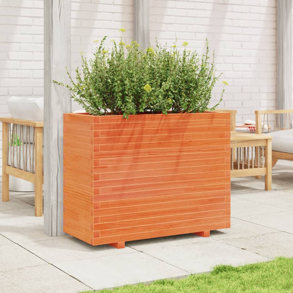 Garden Planter Wax Brown 90x40x72 cm Solid Wood Pine