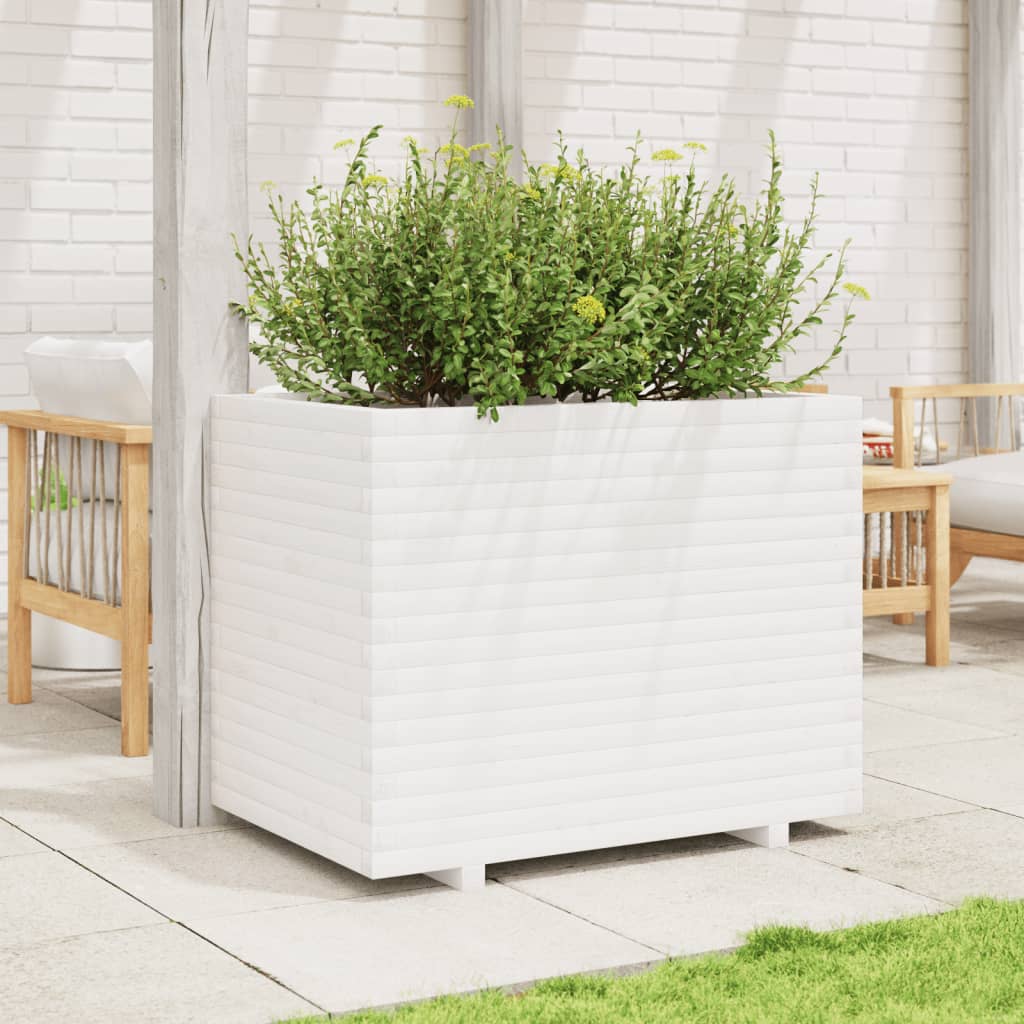 Garden Planter White 90x60x72 cm Solid Wood Pine