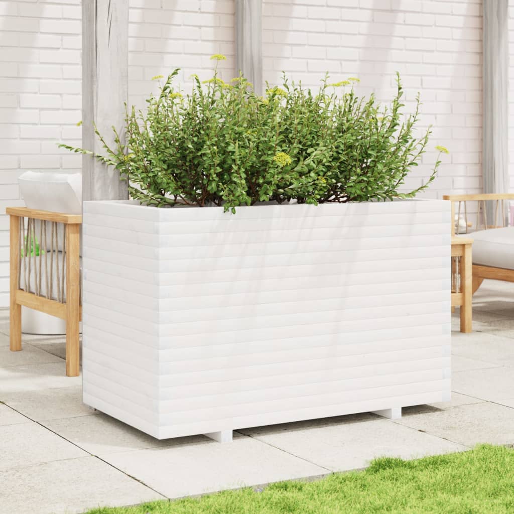 Garden Planter White 110x60x72 cm Solid Wood Pine