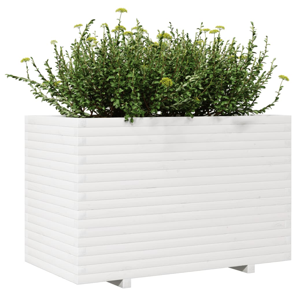 Garden Planter White 110x60x72 cm Solid Wood Pine