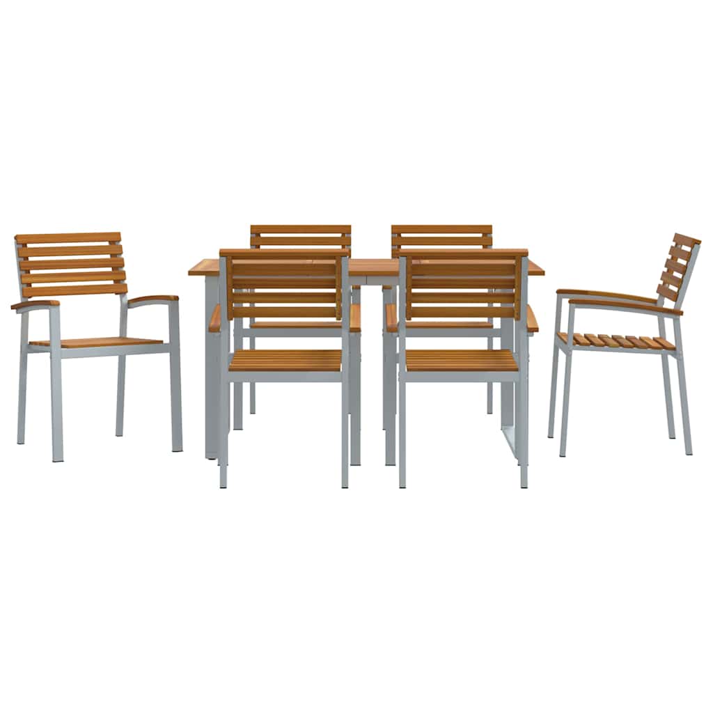 Garden Dining Set 7 pcs Grey and brown Solid acacia wood