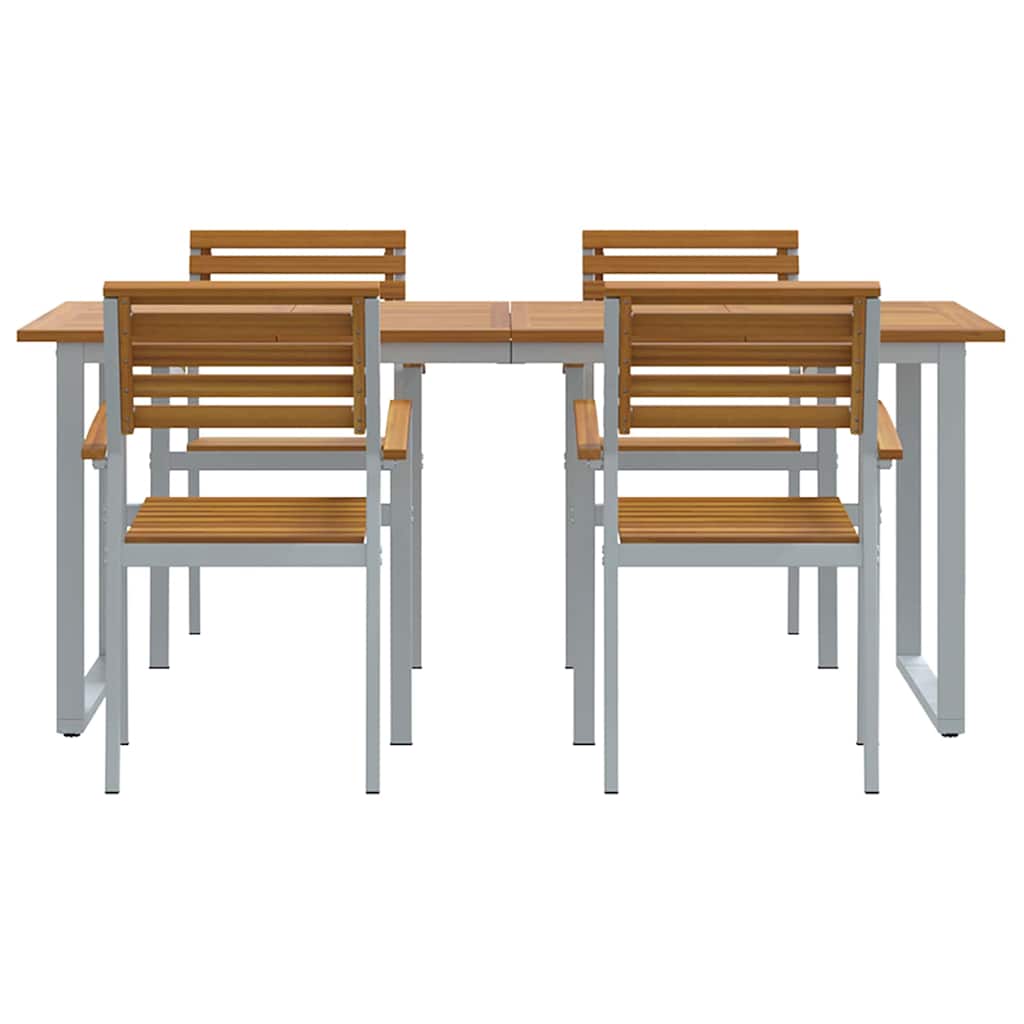 Garden Dining Set 5 pcs Grey and brown Solid acacia wood