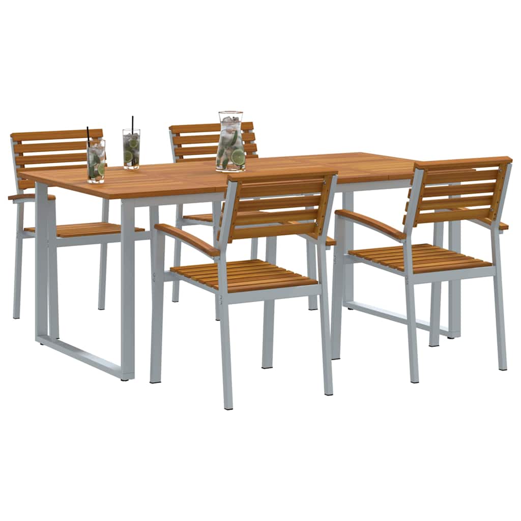 Garden Dining Set 5 pcs Grey and brown Solid acacia wood