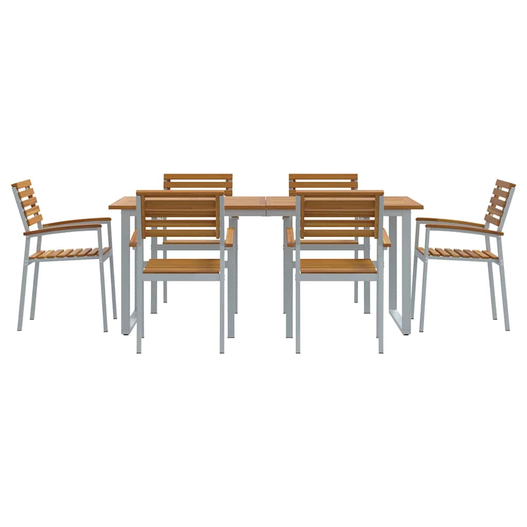 Garden Dining Set 7 pcs Grey and brown Solid acacia wood